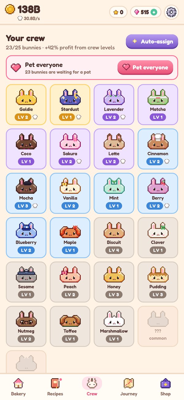 The crew collection with 24 of 25 bunnies