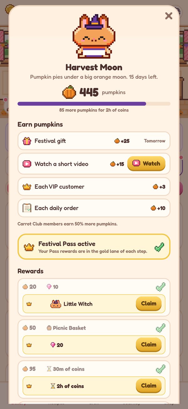The Harvest Moon festival with Pumpkin, its festival bunny